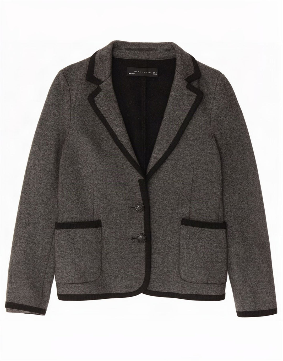 Zara Damen 2-Knopf-Strick-Blazer-Jacke, Gr. 10, klein, Grau
