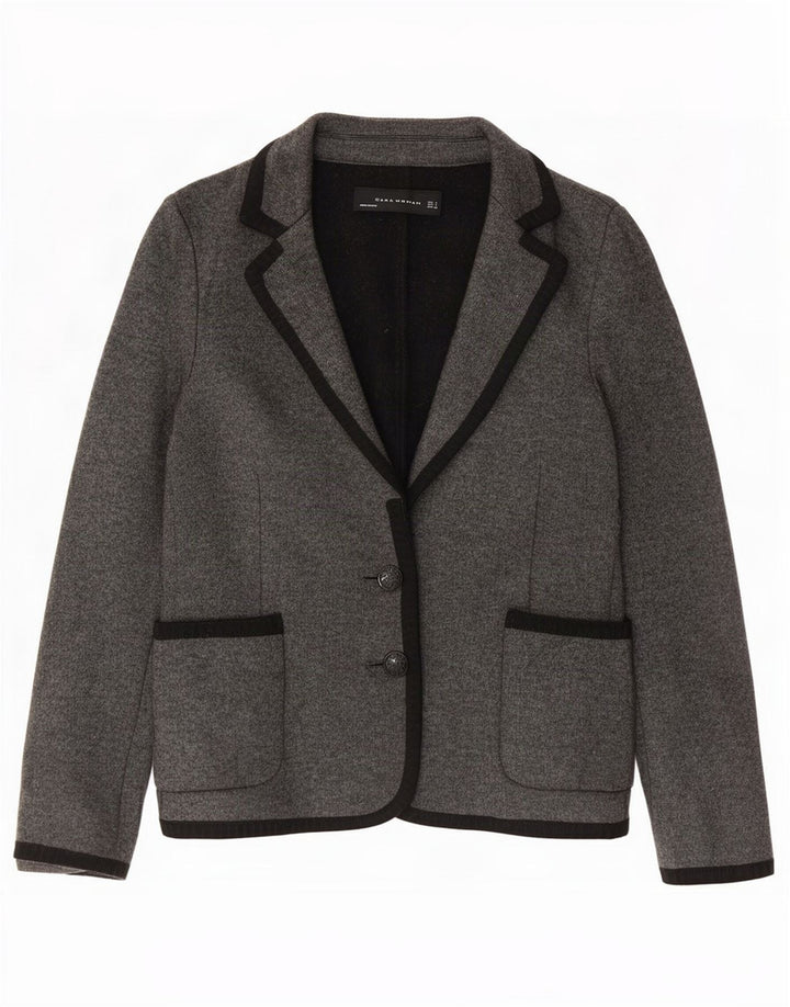 Zara Damen 2-Knopf-Strick-Blazer-Jacke, Gr. 10, klein, Grau