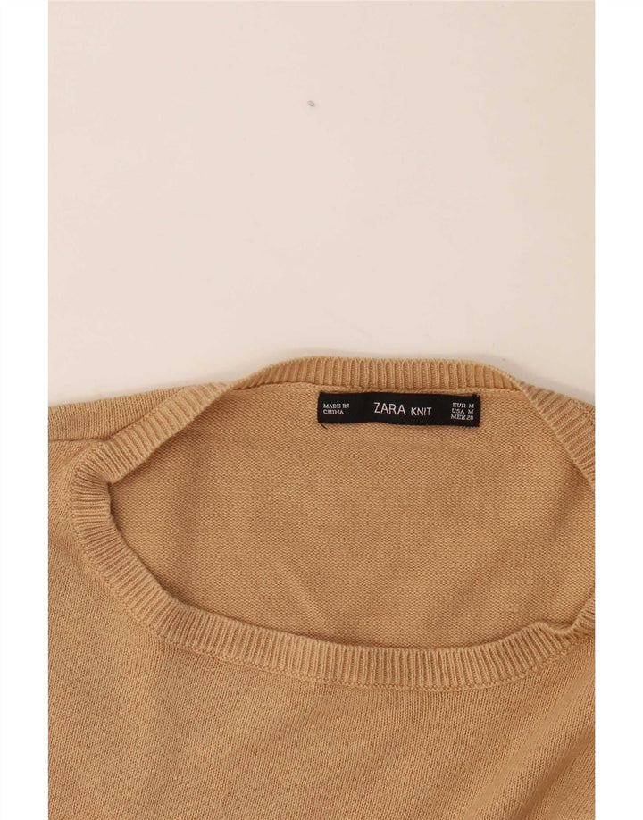Zara Damen-Pullover, übergroß, Rundhalsausschnitt, Gr. 14, Mittelbeige