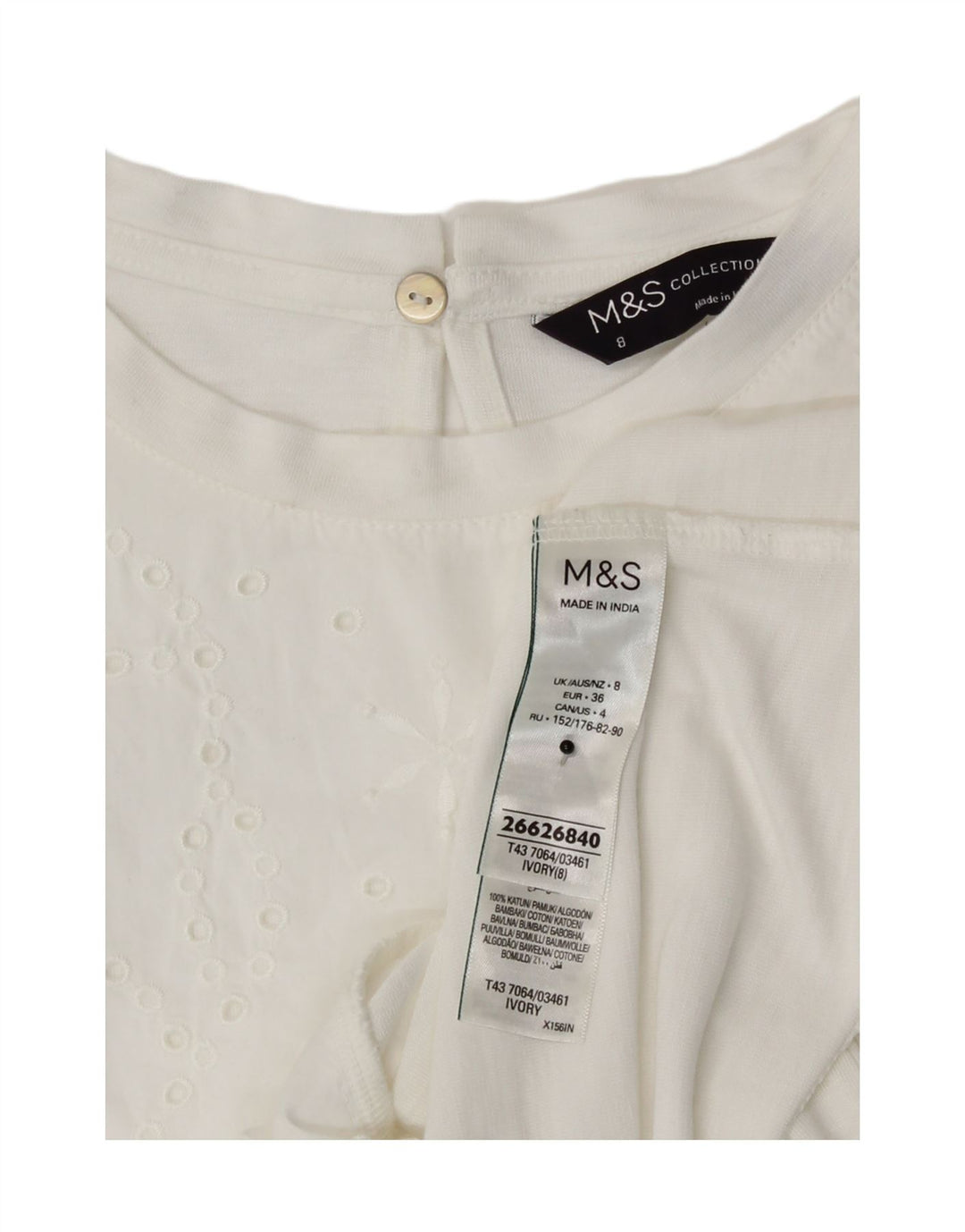 Marks & Spencer Damen Blusenoberteil UK 8 Small Weiß Modal