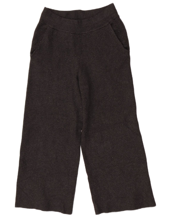 Massimo Dutti Damen Strick-Trainingshose mit weitem Bein, UK 4 XS, Schwarz