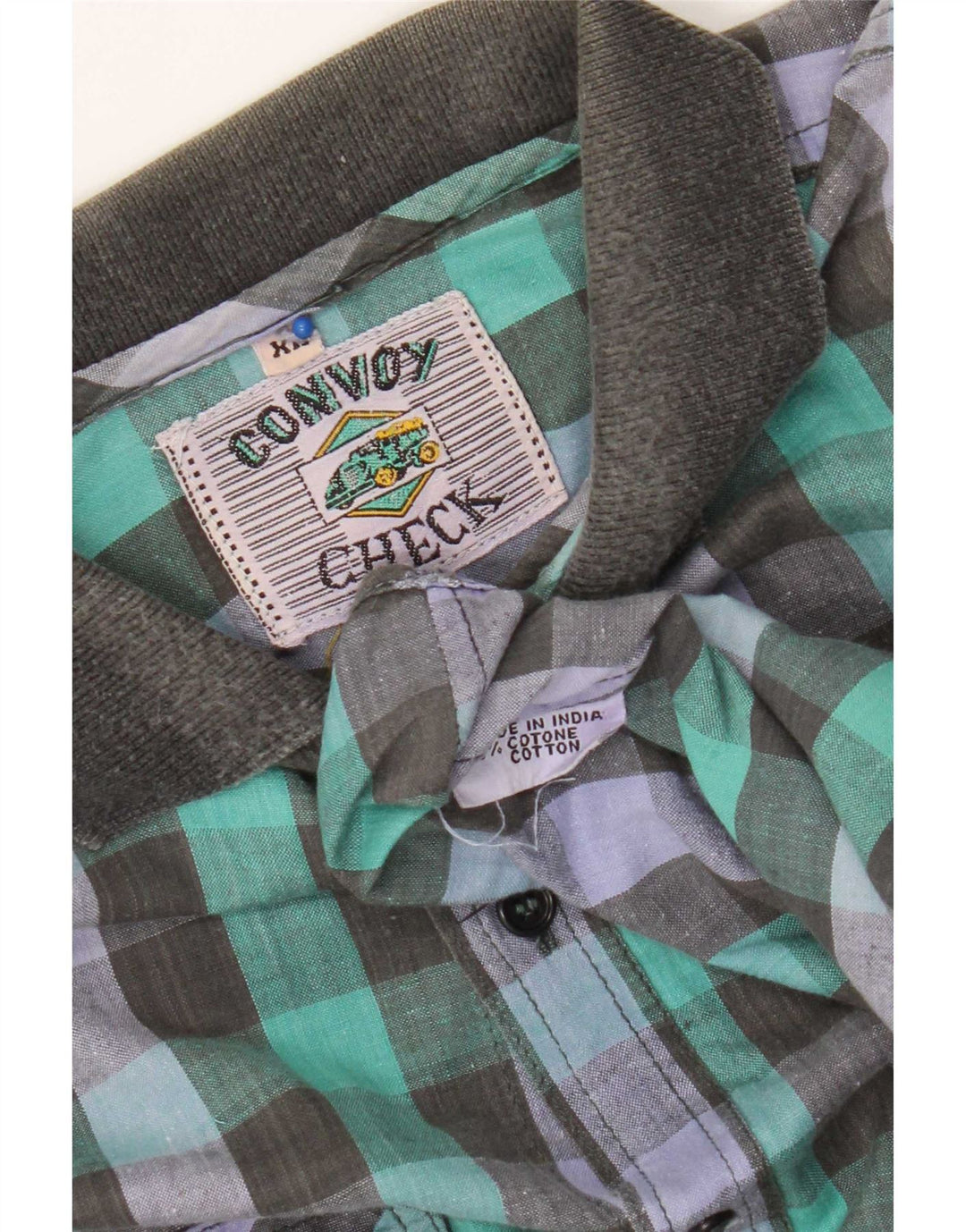 Vintage Herrenhemd XL Mehrfarbige Gingham-Baumwolle