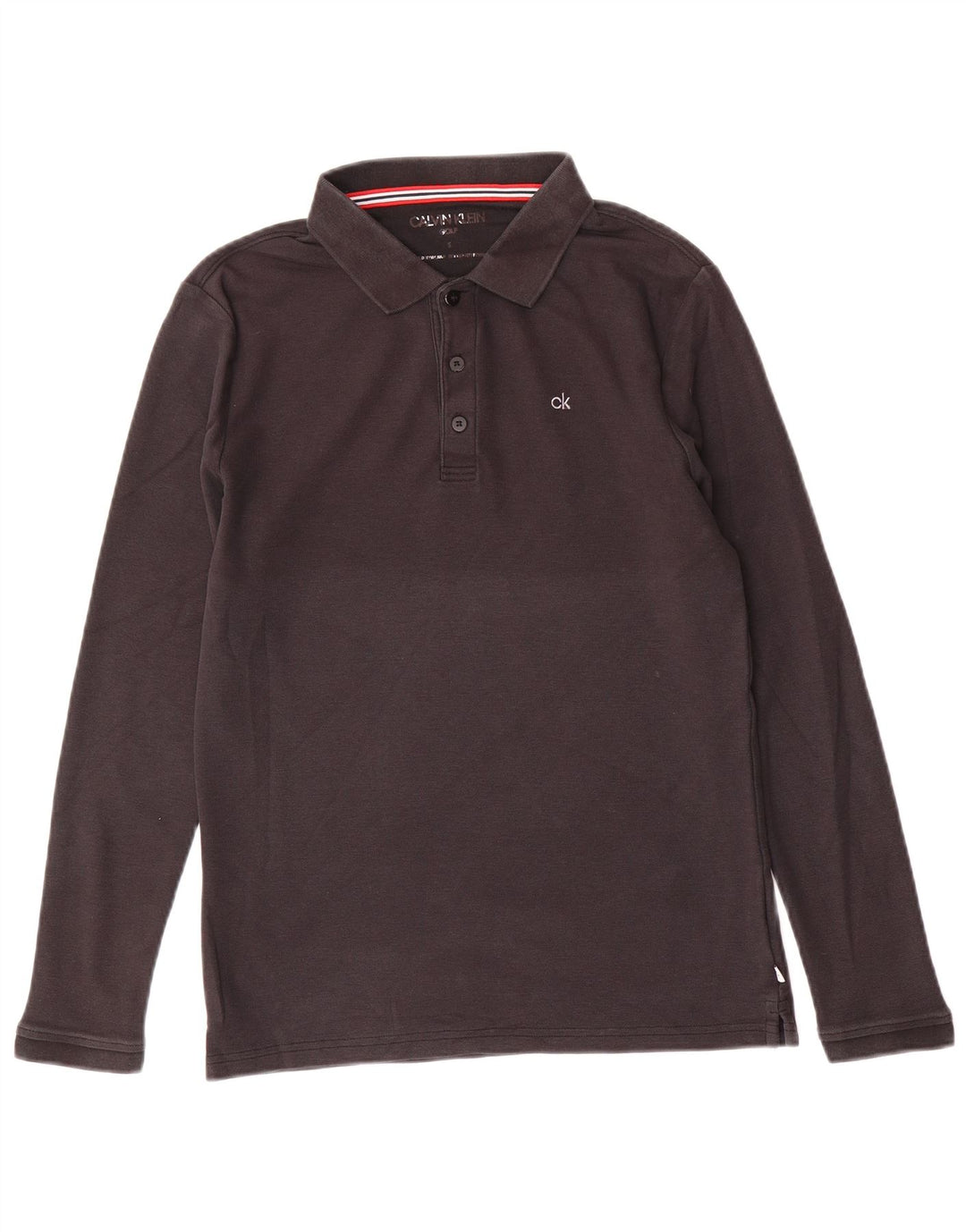 CALVIN KLEIN Herren Langarm-Poloshirt, kleine schwarze Baumwolle