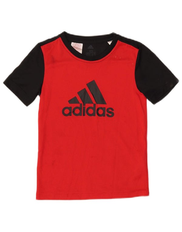 Adidas Jungen Climalite Graphic T-Shirt Top 7–8 Jahre XS Rot Farbblock