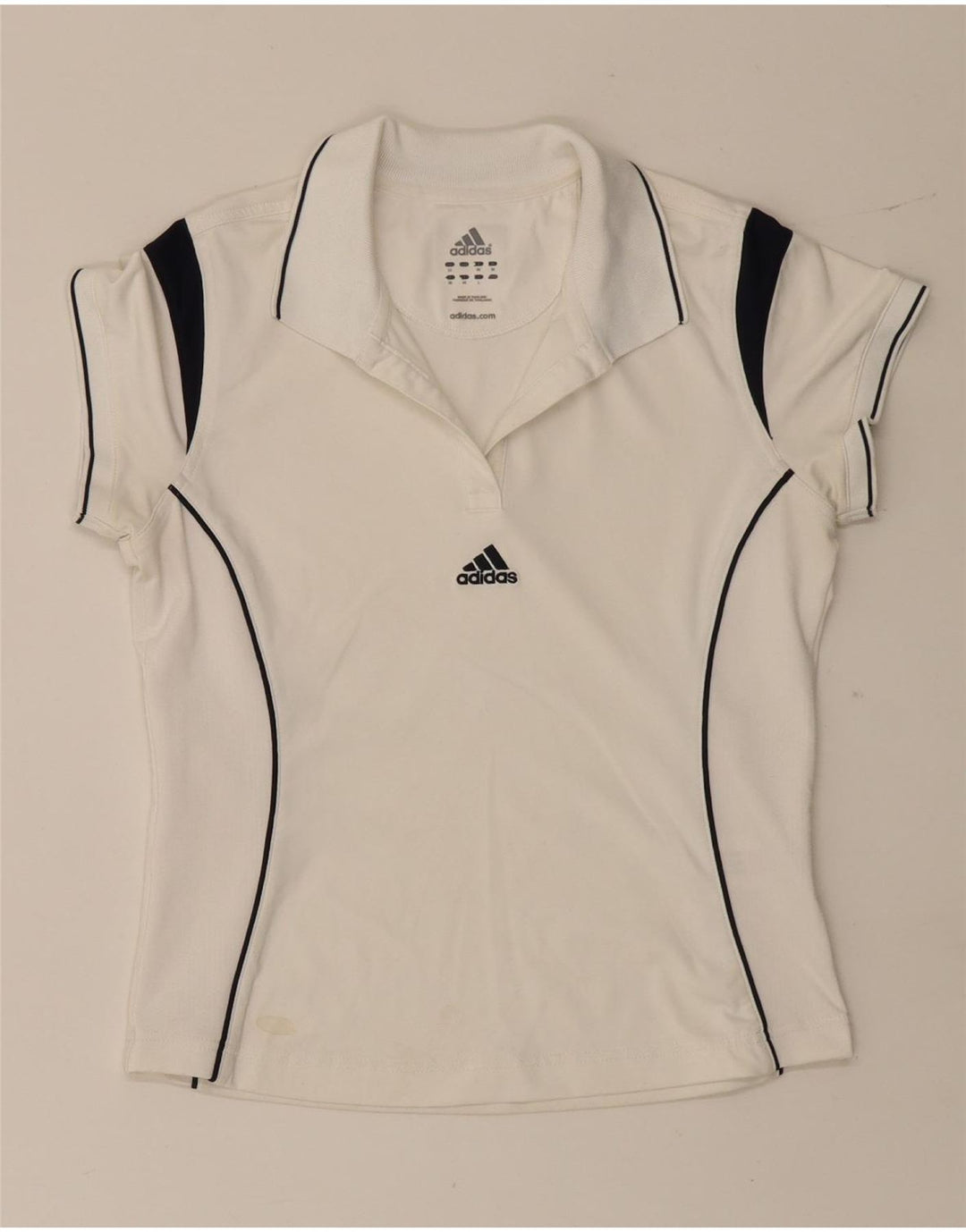 Adidas Damen-Poloshirt UK 12 Mittelweißes Colourblock-Polyester
