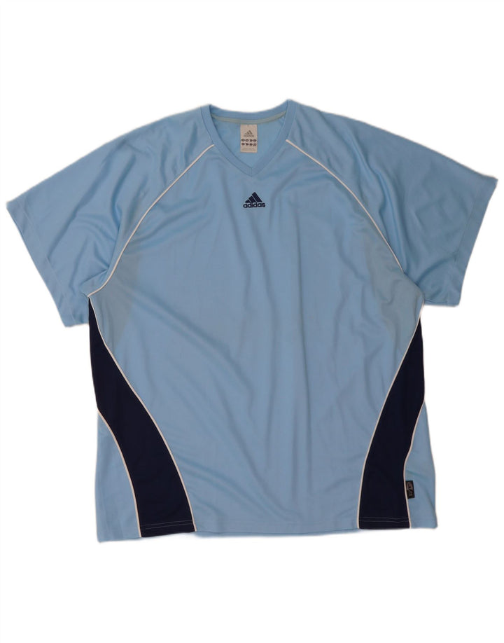 Adidas Herren Climalite T-Shirt Top XL Blau Colourblock Polyester