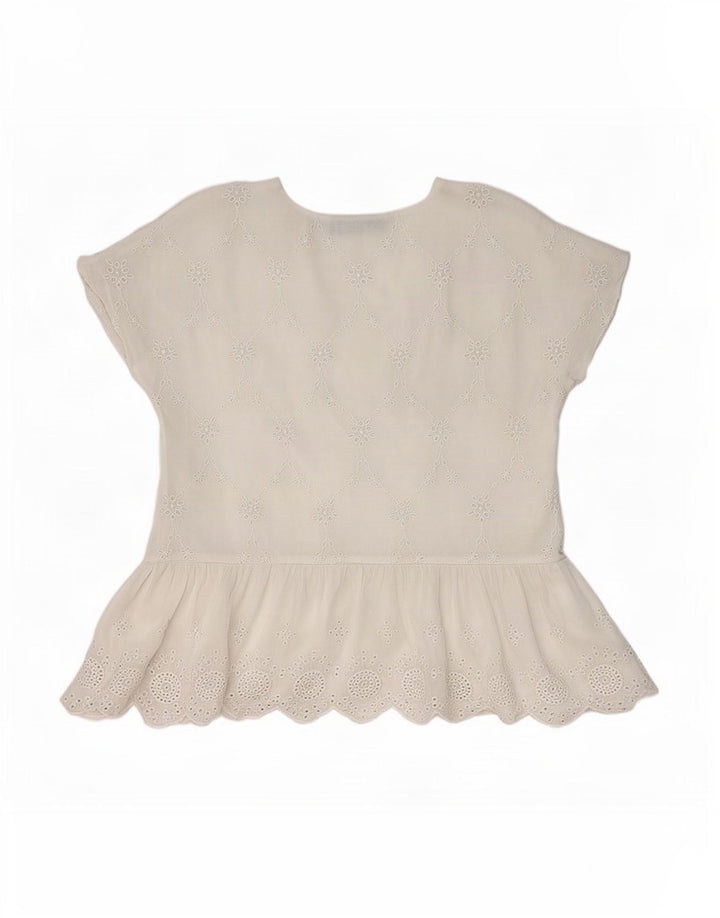 Zara Damen-Blusenoberteil, Gr. 40, Größe S, weiß, geblümt