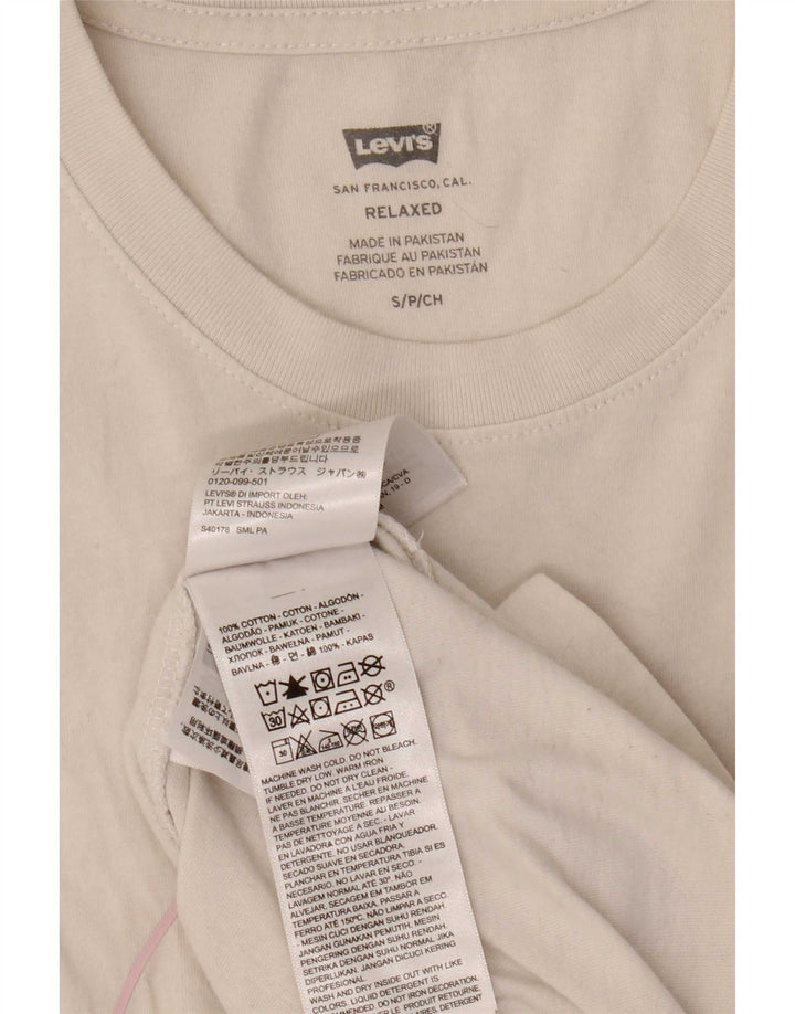 Levi's Herren Relaxed Graphic T-Shirt Top Small aus weißer Baumwolle