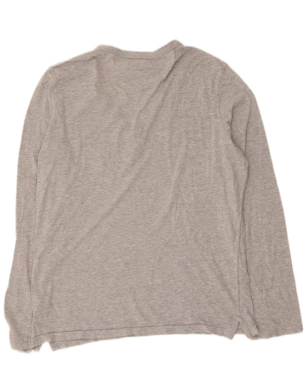 Tommy Hilfiger Damen Top Langarm UK 14 Mittelgraue Baumwolle