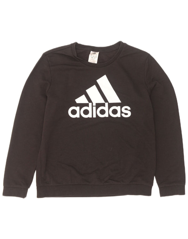 Adidas Damen Graphic Sweatshirt Pullover UK 12/14 Mittelschwarze Baumwolle