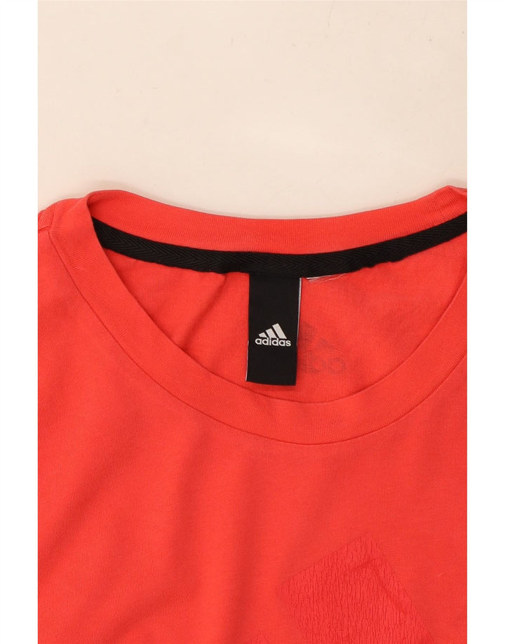 ADIDAS Damen Grafik T-Shirt Top UK 14 Mittelrot