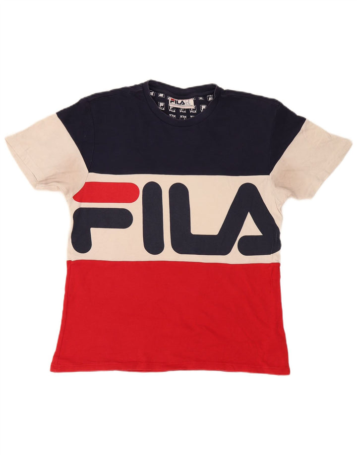 Fila Herren-T-Shirt mit Grafik, mittelgroß, mehrfarbig, Colourblock-Baumwolle