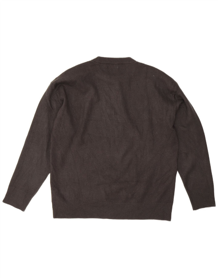 Zara Herren-Pullover mit Rundhalsausschnitt, groß, graue Viskose