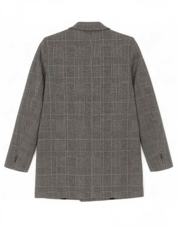 Zara Damen Loose Fit Zweireihiger Mantel UK 10 Small Grey Houndstooth