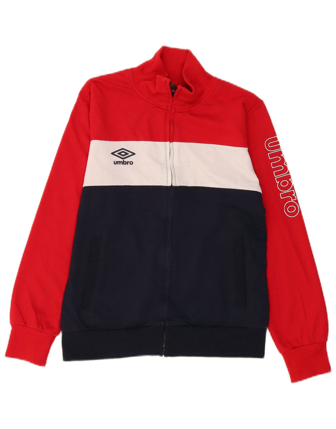 Umbro Damen-Trainingsanzug-Top-Jacke, UK 10, Größe S, Marineblau, Colourblock-Baumwolle