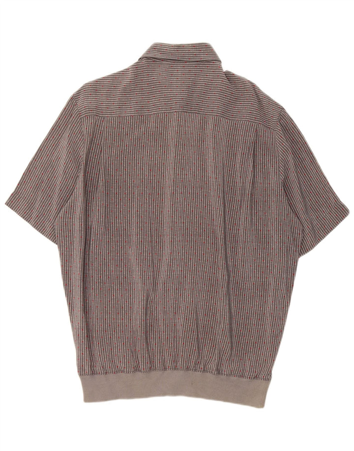 Gran Sasso Herren-Kurzarmhemd XL, grau gestreift, Seide