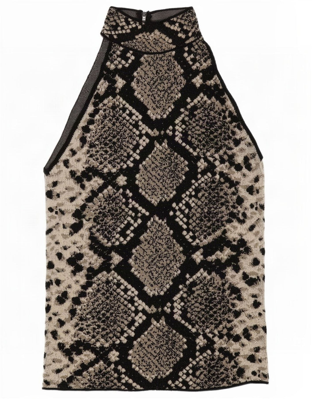 Zara Damen Neckholder-Top, Größe S, Schwarz, Animal-Print, Viskose