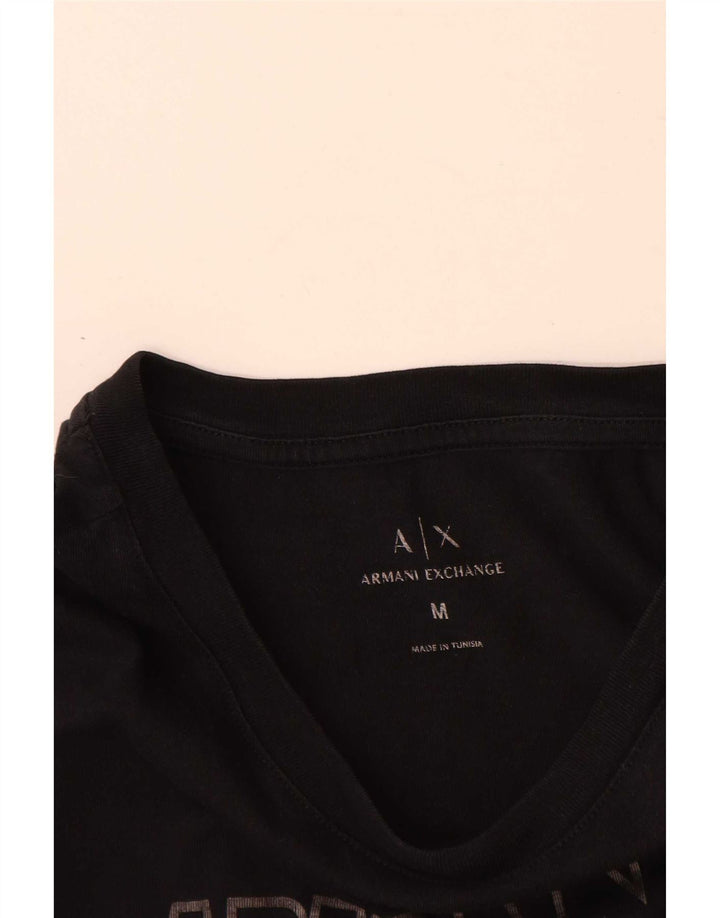 Armani Exchange Damen Grafik-T-Shirt-Oberteil UK 14 Medium Schwarz