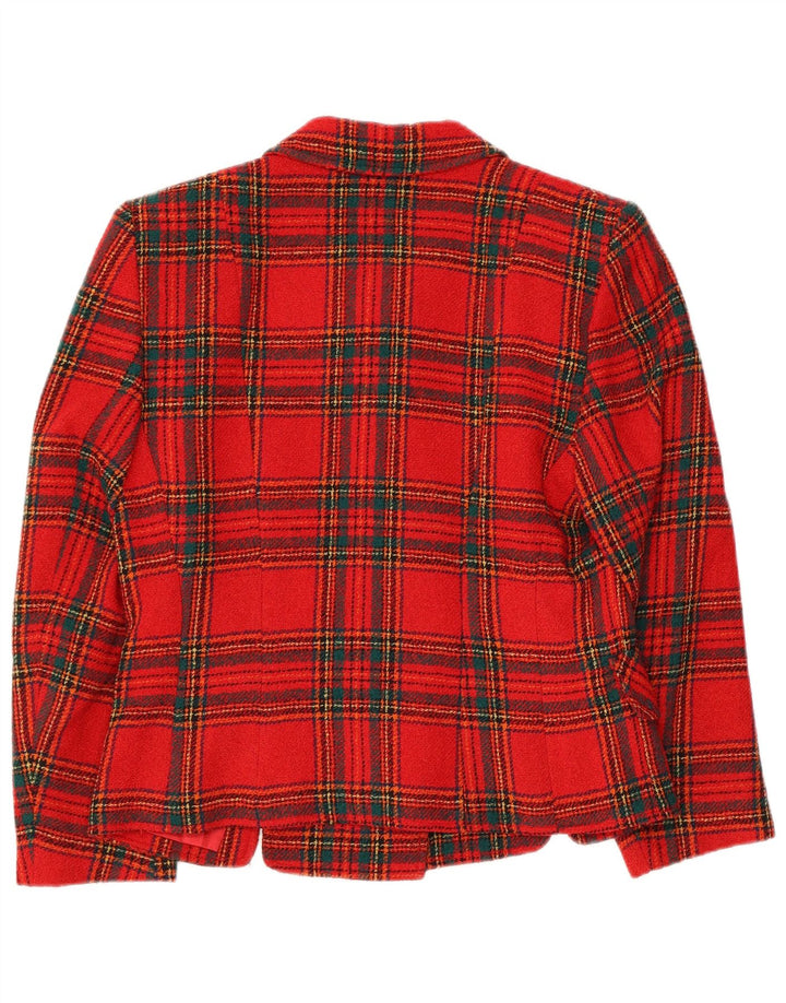 Angelo Santagostino Damen Blazerjacke mit 6 Knöpfen, UK 14, mittelrot kariert