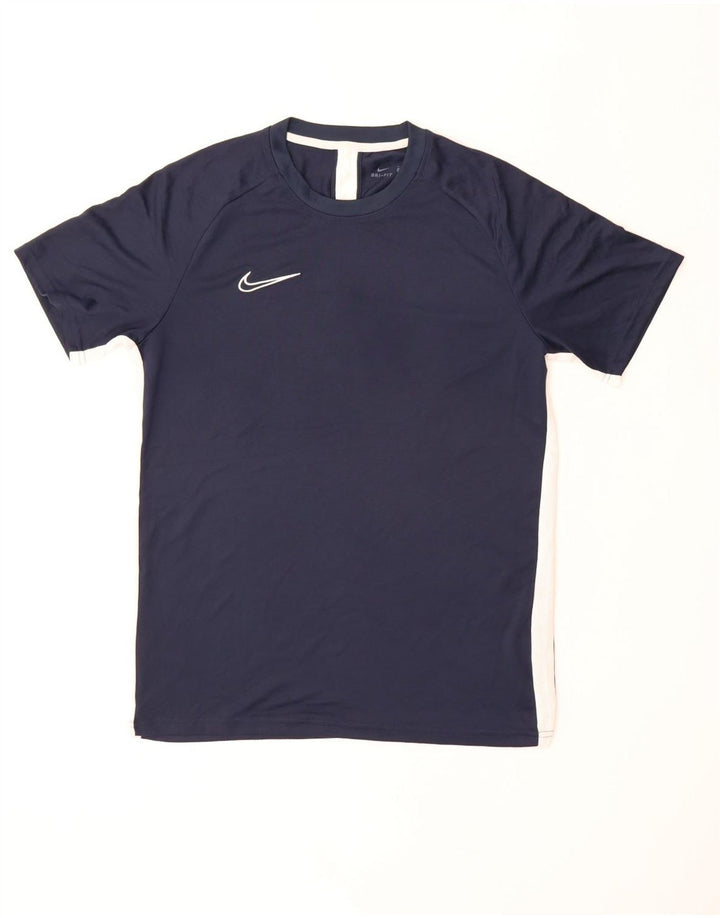 NIKE Herren Dri Fit T-Shirt-Oberteil, groß, marineblau, Farbblock-Polyester
