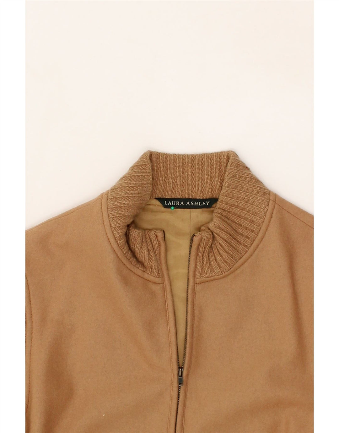 LAURA ASHLEY Womens Bomber Jacket UK 16 Large Brown Wool Vintage Laura Ashley and Second-Hand Laura Ashley from Messina Hembry 