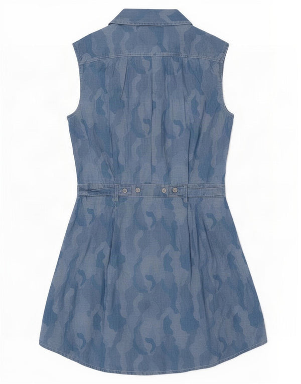 Calvin Klein Damen ärmelloses Hemdkleid UK 10 Small Blue Camouflage