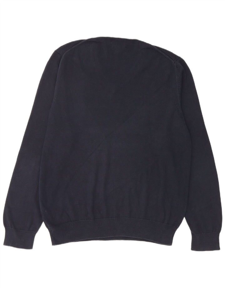Marks & Spencer Herren-Pullover mit V-Ausschnitt, groß, marineblaue Baumwolle