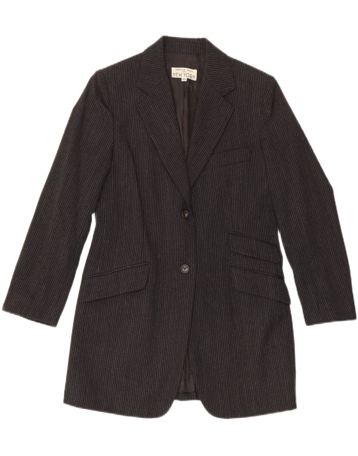 Alberto Biani Damen Blazer Jacke IT 42 Mittelgrau gestreift klassisch