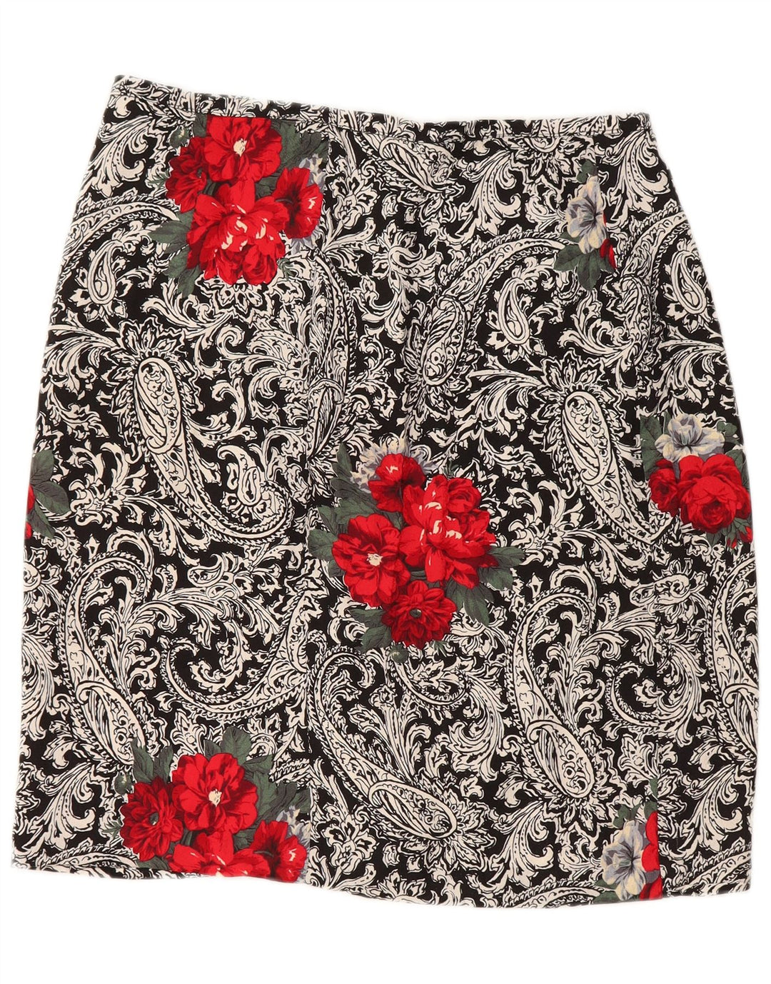 VINTAGE Damen Wickelrock W30 Mittelschwarz Paisley