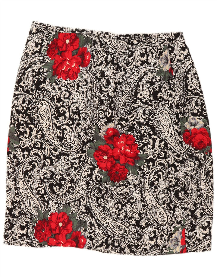 VINTAGE Damen Wickelrock W30 Mittelschwarz Paisley