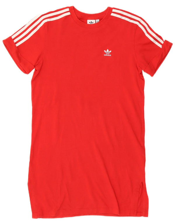 Adidas Damen T-Shirt Kleid UK 6 XS Rote Baumwolle