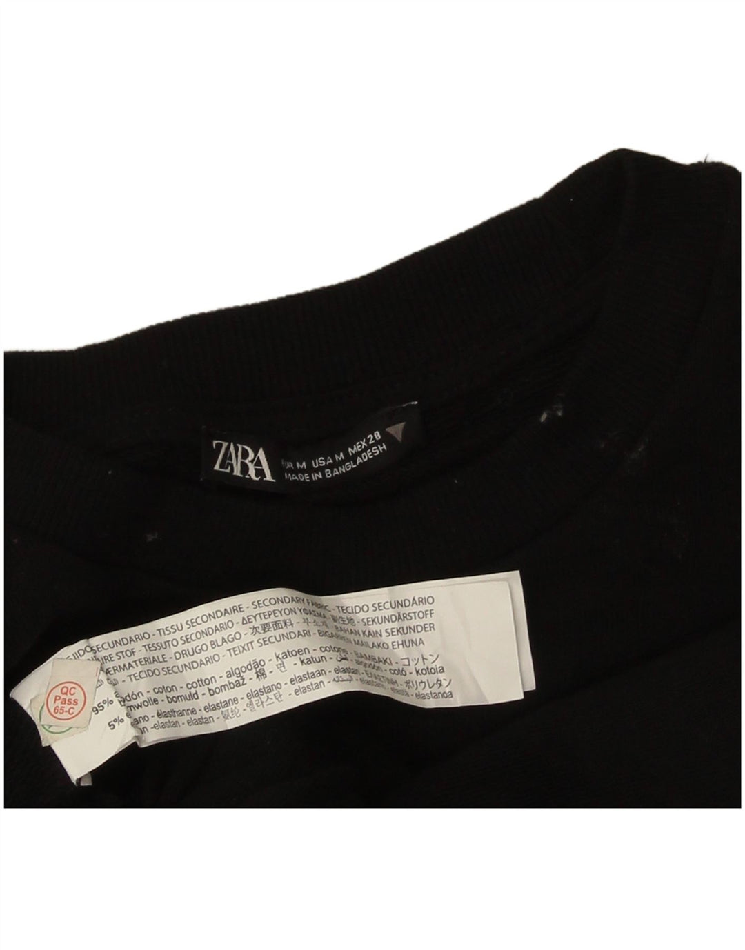 Zara Damen Crop Sweatshirt Pullover UK 14 Mittelschwarze Baumwolle