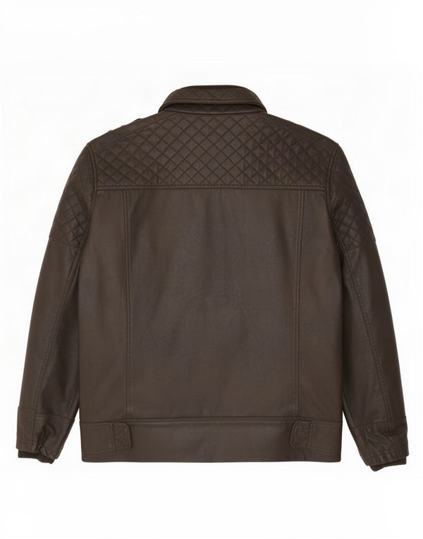 Jeff Banks Herren-Militärjacke aus Kunstleder, UK 44, 2XL, braunes Polyurethan