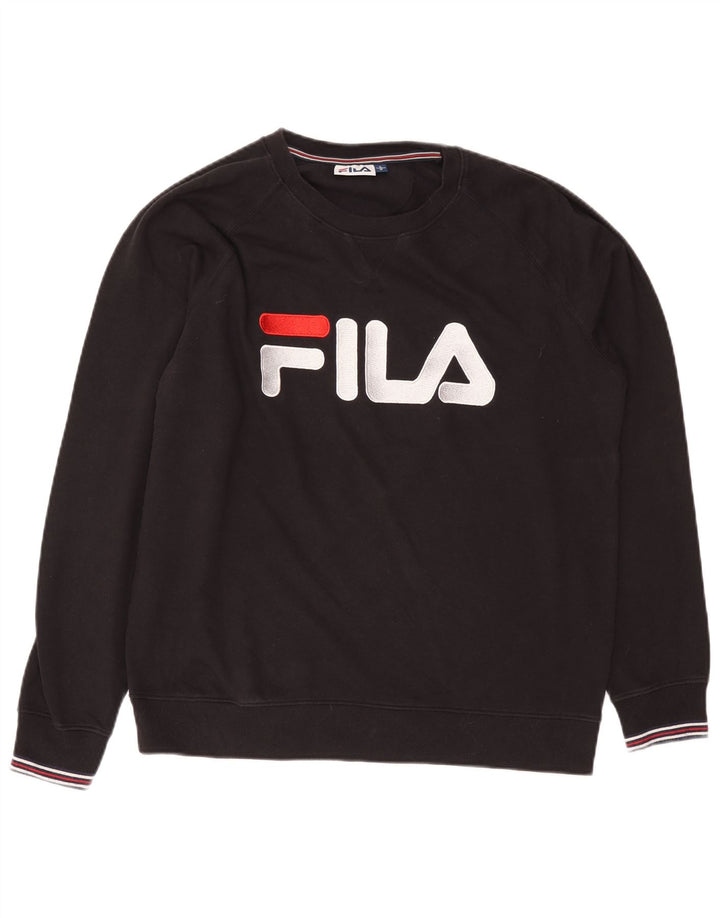 Fila Herren-Sweatshirt mit Grafik, groß, aus schwarzer Baumwolle