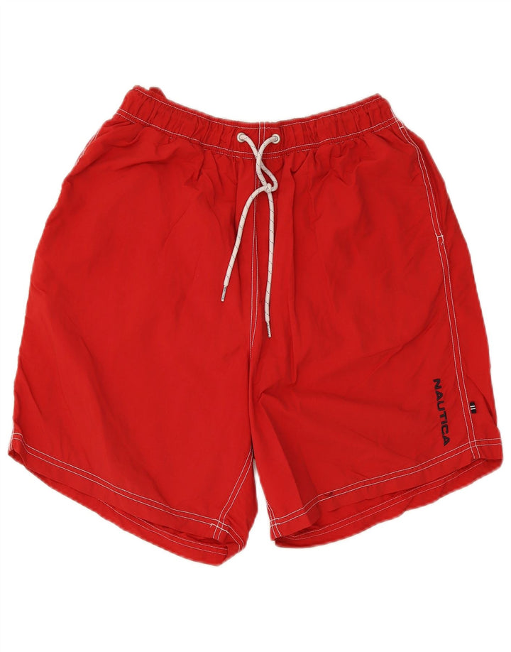 Nautica Herren-Badeshorts aus mittelrotem Nylon