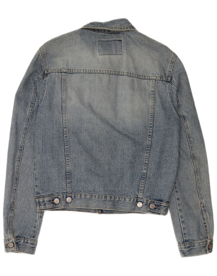 VINTAGE Damen Jeansjacke UK 12 Mittelblau