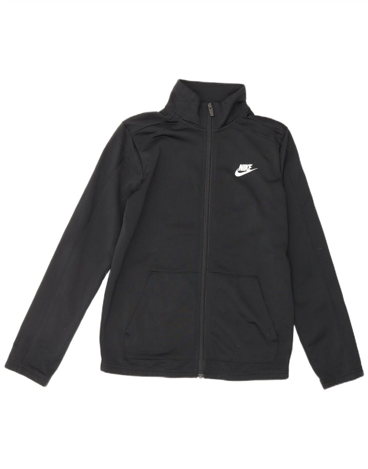 NIKE Jungen-Trainingsanzug-Top-Jacke, 12–13 Jahre, groß, schwarzes Polyester