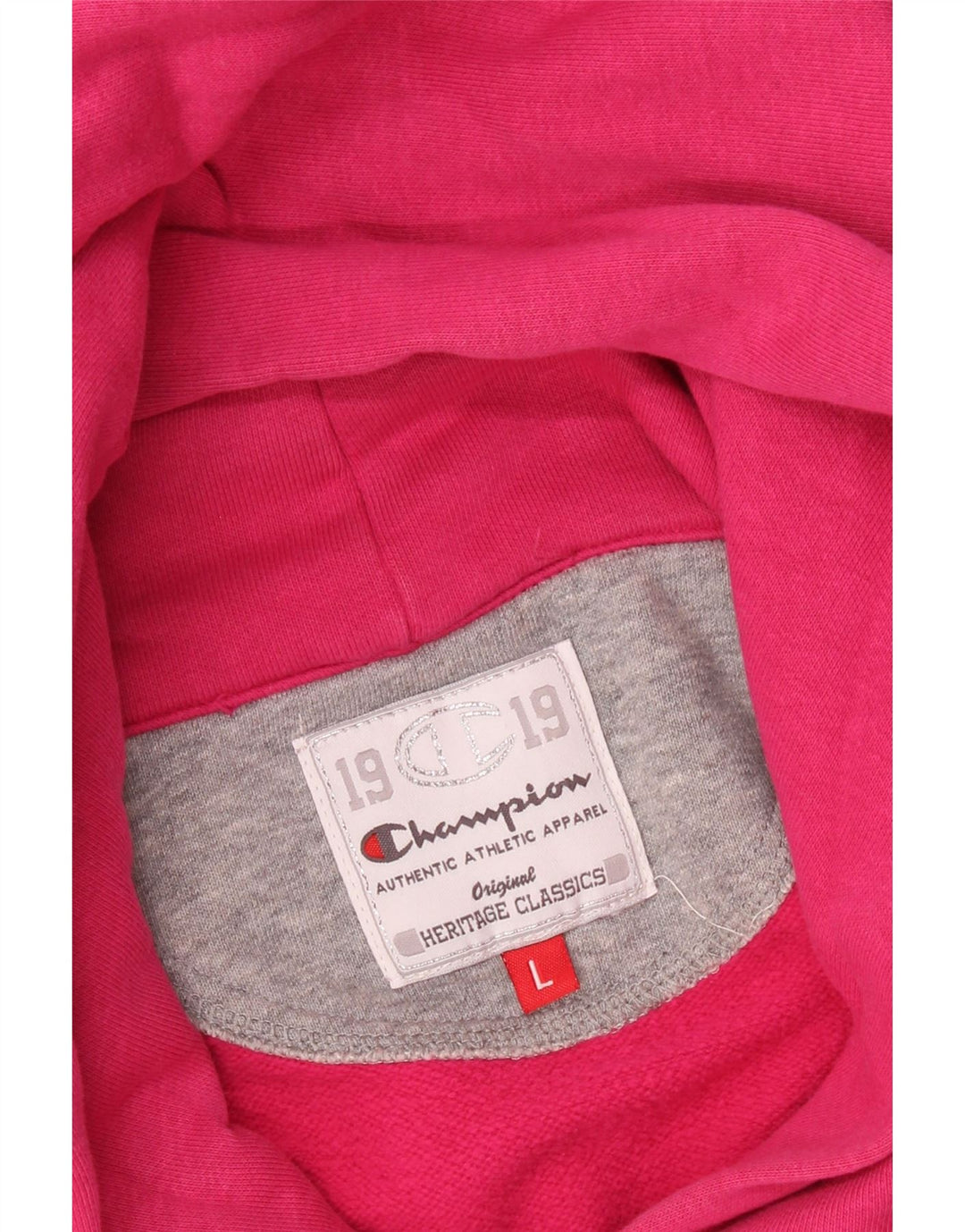 CHAMPION Damen Heritage Classics Graphic Hoodie Pullover UK 16 Large Pink