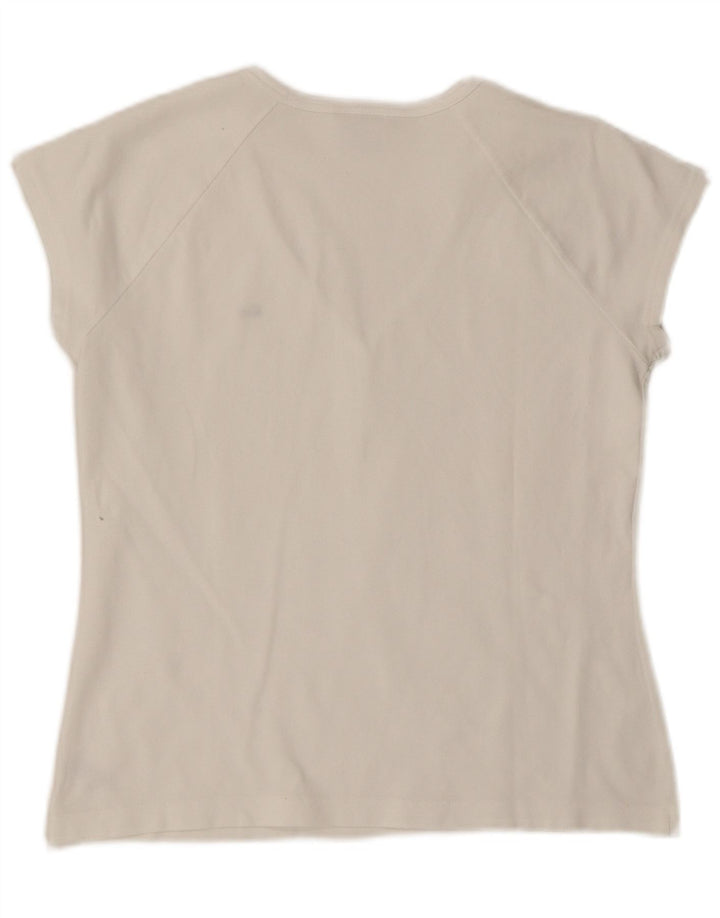 Lacoste Damen T-Shirt Top Größe 44 Große weiße Baumwolle