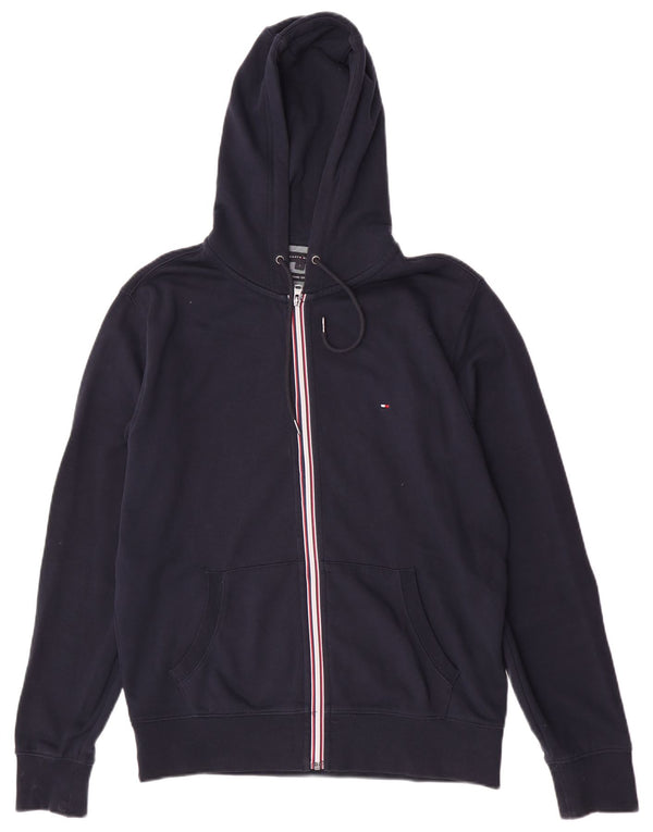 Tommy Hilfiger Herren-Kapuzenpullover mit Kapuze, reguläre Passform, Reißverschluss, Größe L, Marineblau