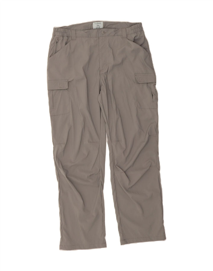 L.L.BEAN Mens Straight Cargo Trousers Large W34 L31 Grey Nylon Vintage L.L.Bean and Second-Hand L.L.Bean from Messina Hembry 