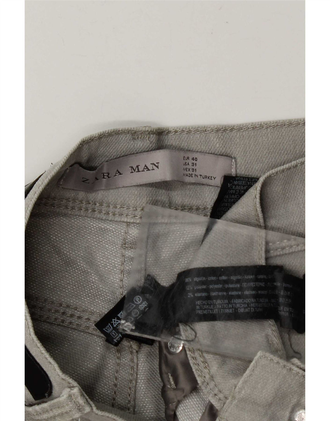 Zara Herren Slim Jeans EU 40 Medium W31 L30 Graue Baumwolle