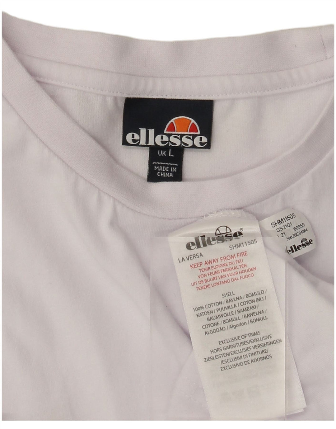 Ellesse Herren T-Shirt Top Large Weiß Colourblock Baumwolle