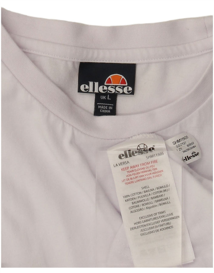 Ellesse Herren T-Shirt Top Large Weiß Colourblock Baumwolle