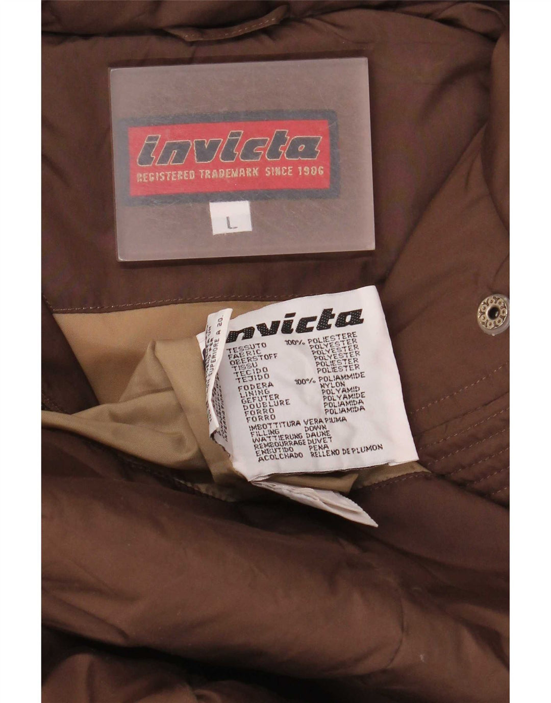 Invicta Wattierter Damenmantel mit Kapuze, UK 16, Größe L, braun, Polyester