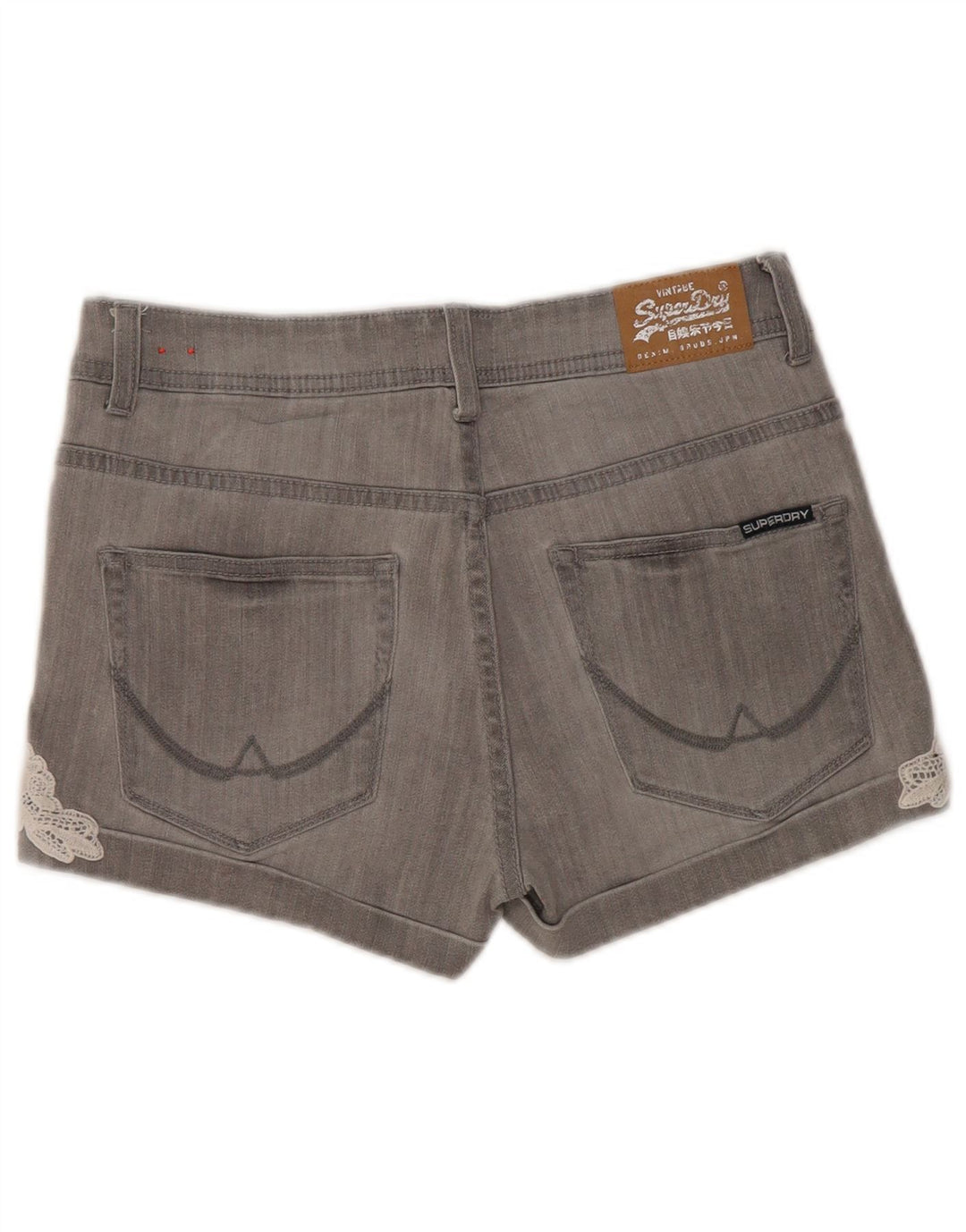 Superdry Damen Jeansshorts W30 mittelgraue Baumwolle