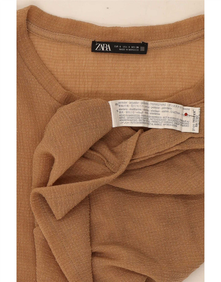 Zara Damen Crop Ärmelloses, übergroßes Blusenoberteil, UK 10, Small Beige