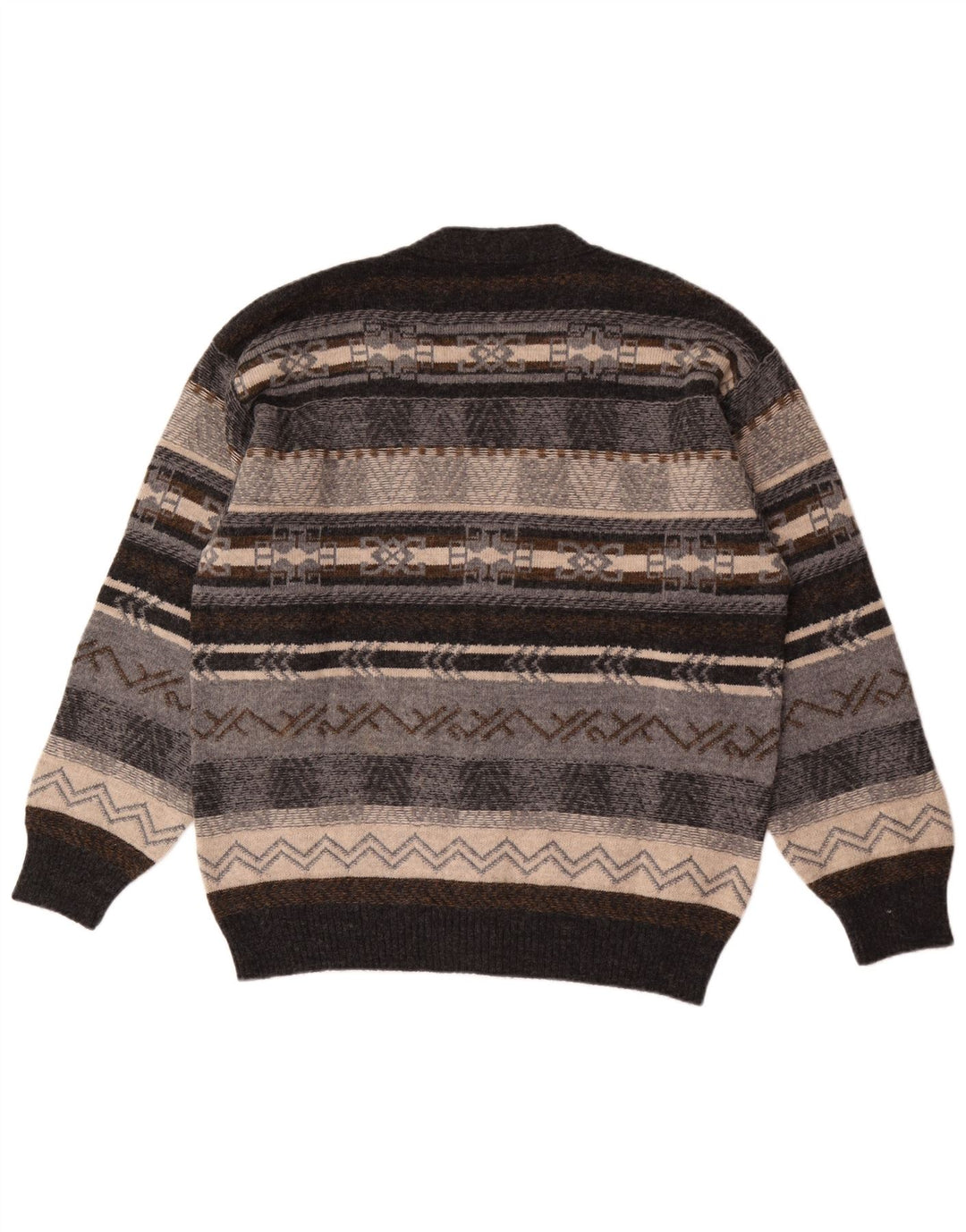 Gioferrari Herren-Cardigan-Pullover IT 54 XL Graue geometrische Wolle