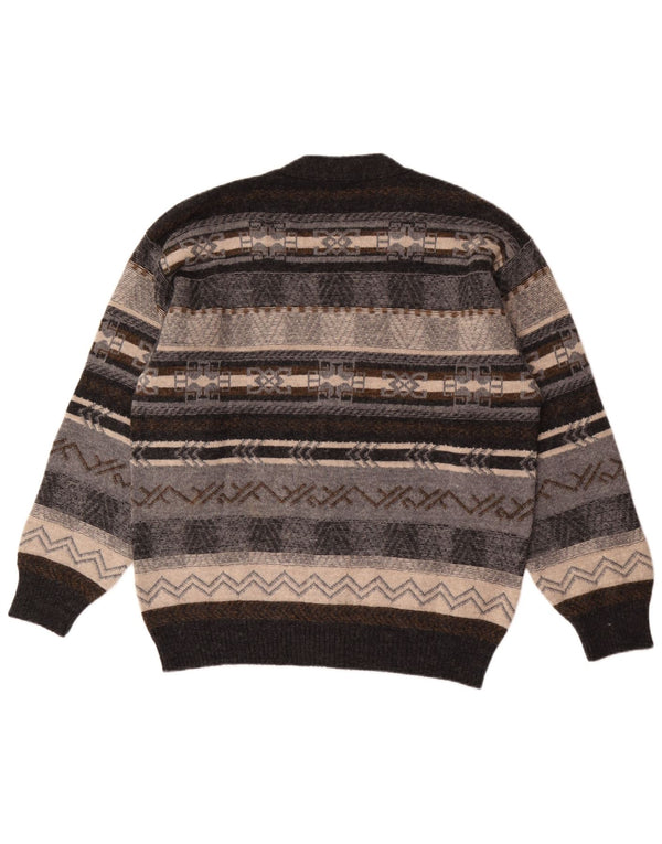 Gioferrari Herren-Cardigan-Pullover IT 54 XL Graue geometrische Wolle