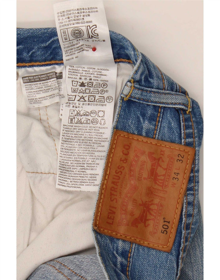 Levi's Herren 501 Straight Jeans W34 L32 Blaue Baumwolle